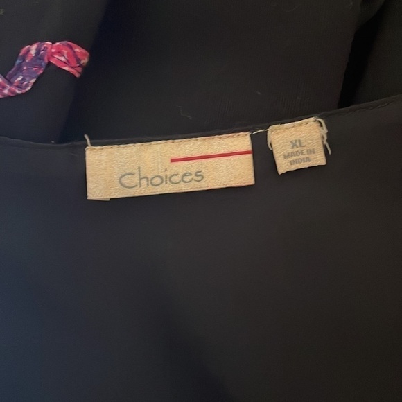 Choices womens XL blazer jacket 3/4 sleeve Vintage appliqué work black pink blue - Picture 5 of 7